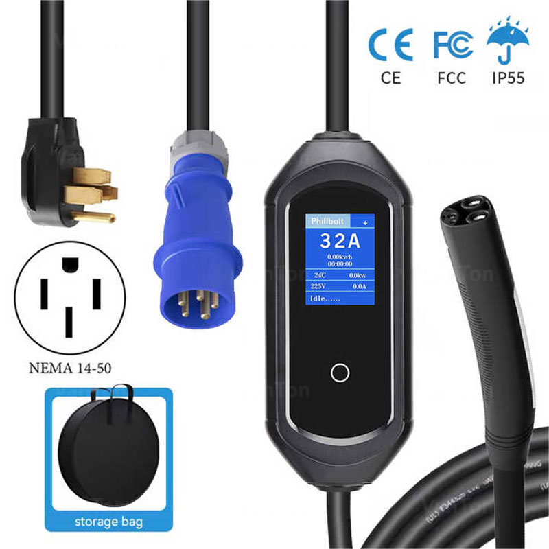 J1771 bærbar Tesla Type1 Type2 Elbil EV Hurtig biloplader